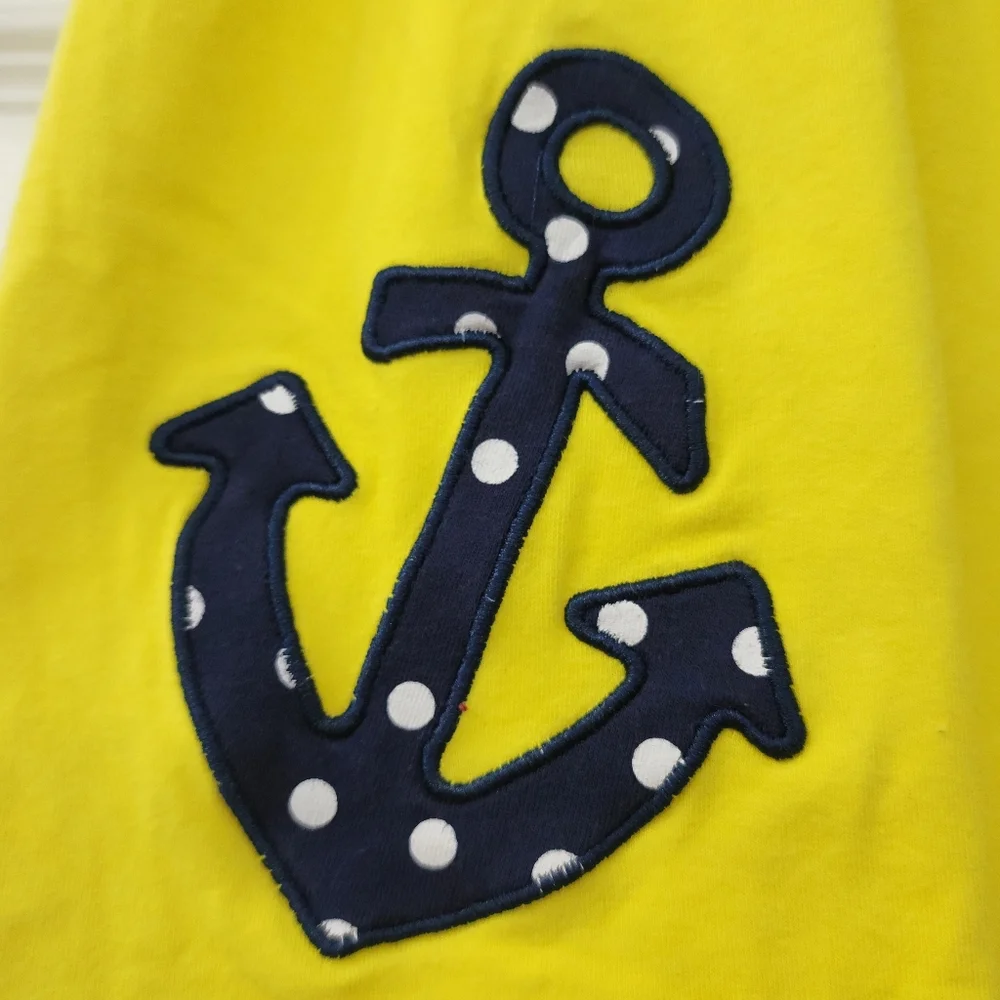 Yellow and Navy Anchor Kids Outfit Size: 3T